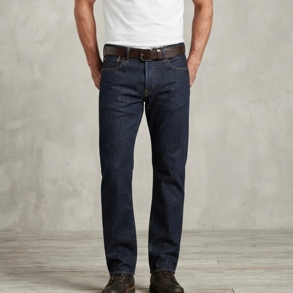 Levis 505 38x32 Regular Fit Dark Wash Indigo Straight Leg Jeans Mens Casual